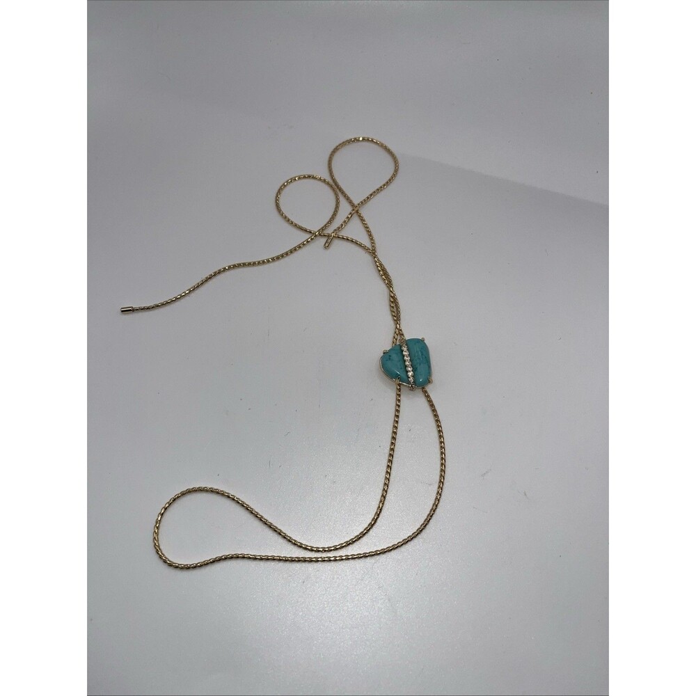 Ettika Turquoise Solstice Bolo 18k Gold Plated Rhinestone Necklace